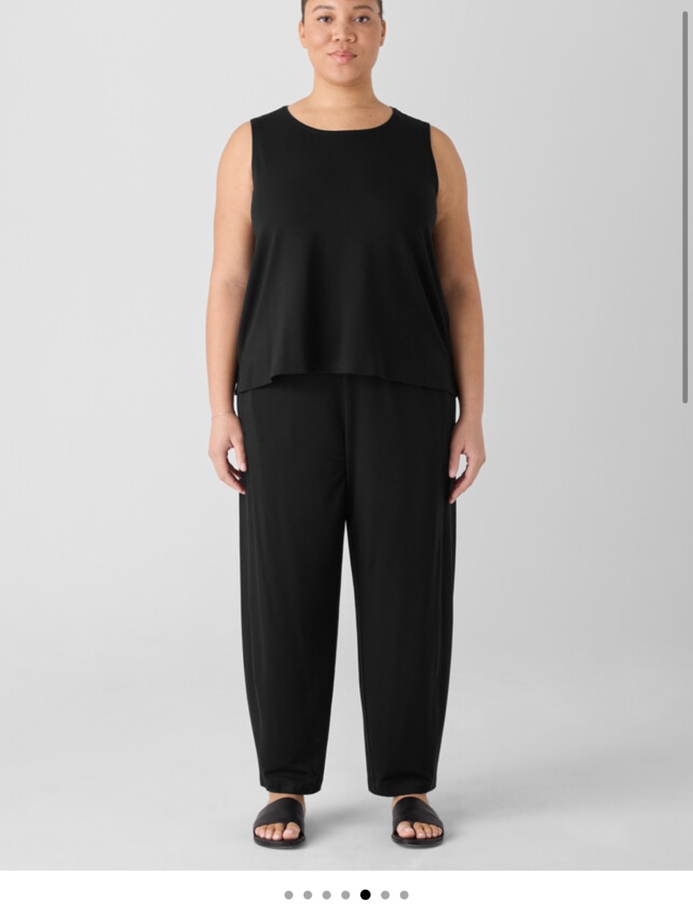 Eileen Fisher Stretch Black Pull-On Flowy Jersey Knit Pants - Large